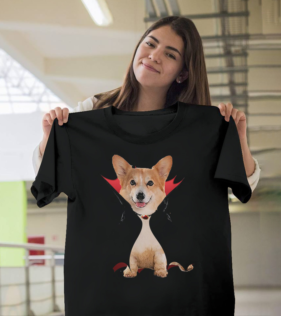 Funny Corgi Vampire Cape T-Shirt