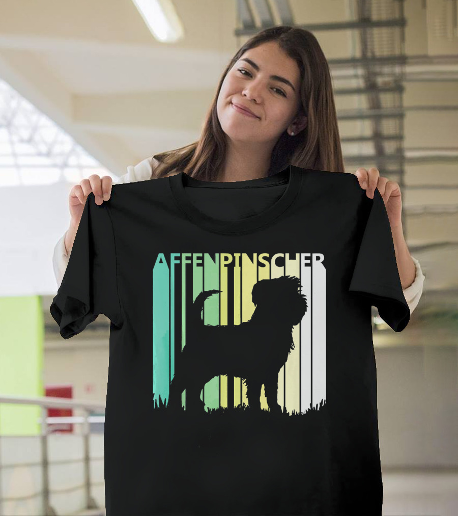 Affenpinscher Silhouette Rainbow Stripes T-Shirt