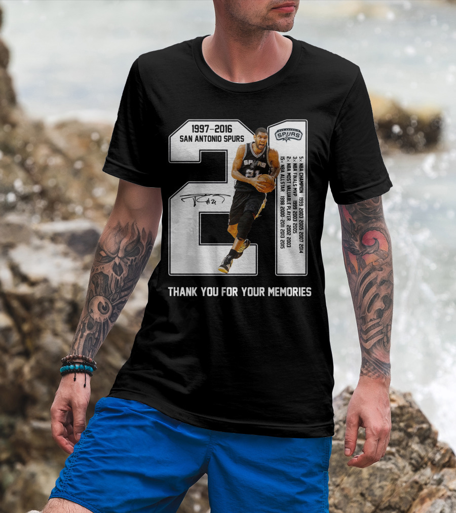 1997-2016 San Antonio Spurs 21 Thank You For Your Memories T-Shirt