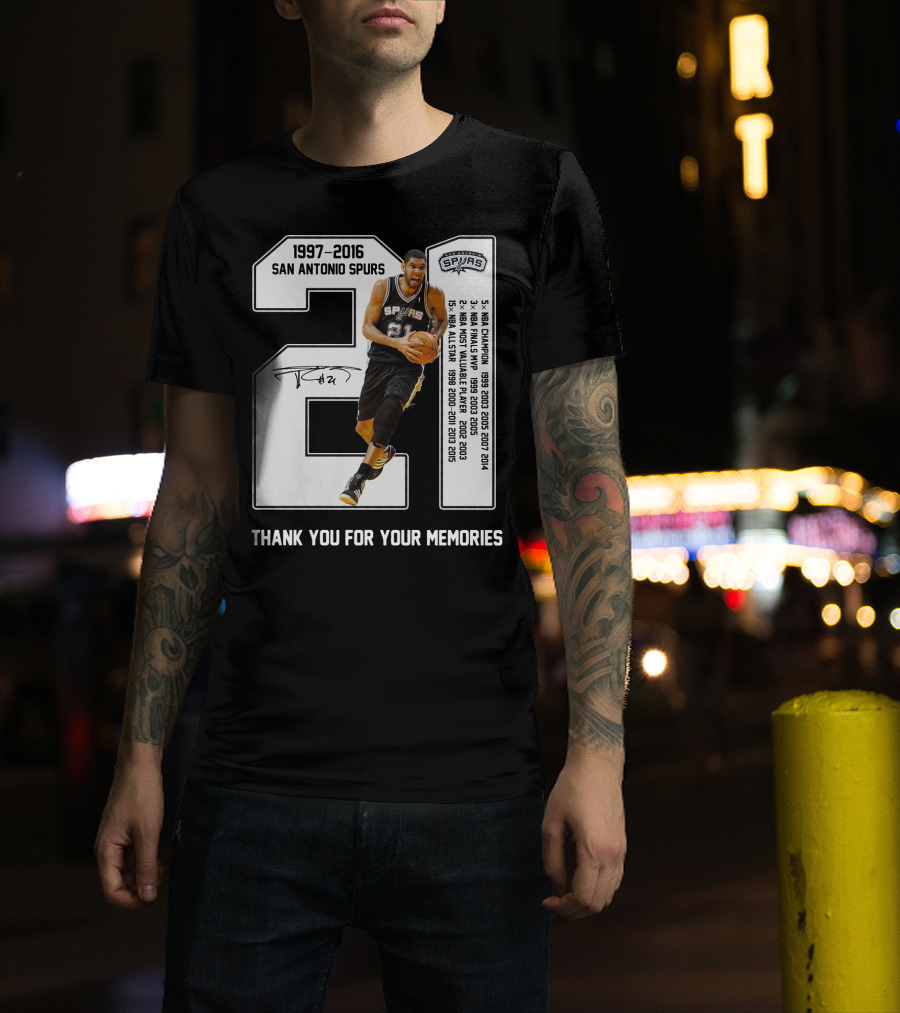 1997-2016 San Antonio Spurs 21 Thank You For Your Memories T-Shirt