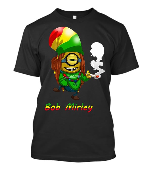 Bob Mirley Minion With Rasta Colors Smoking And Peace Necklace T-Shirt