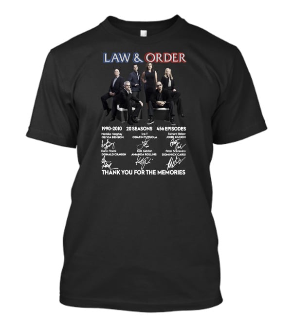 Law And Order 20 Seasons 456 Episodes Thank You For The Memories 1990-2010 T-Shirt