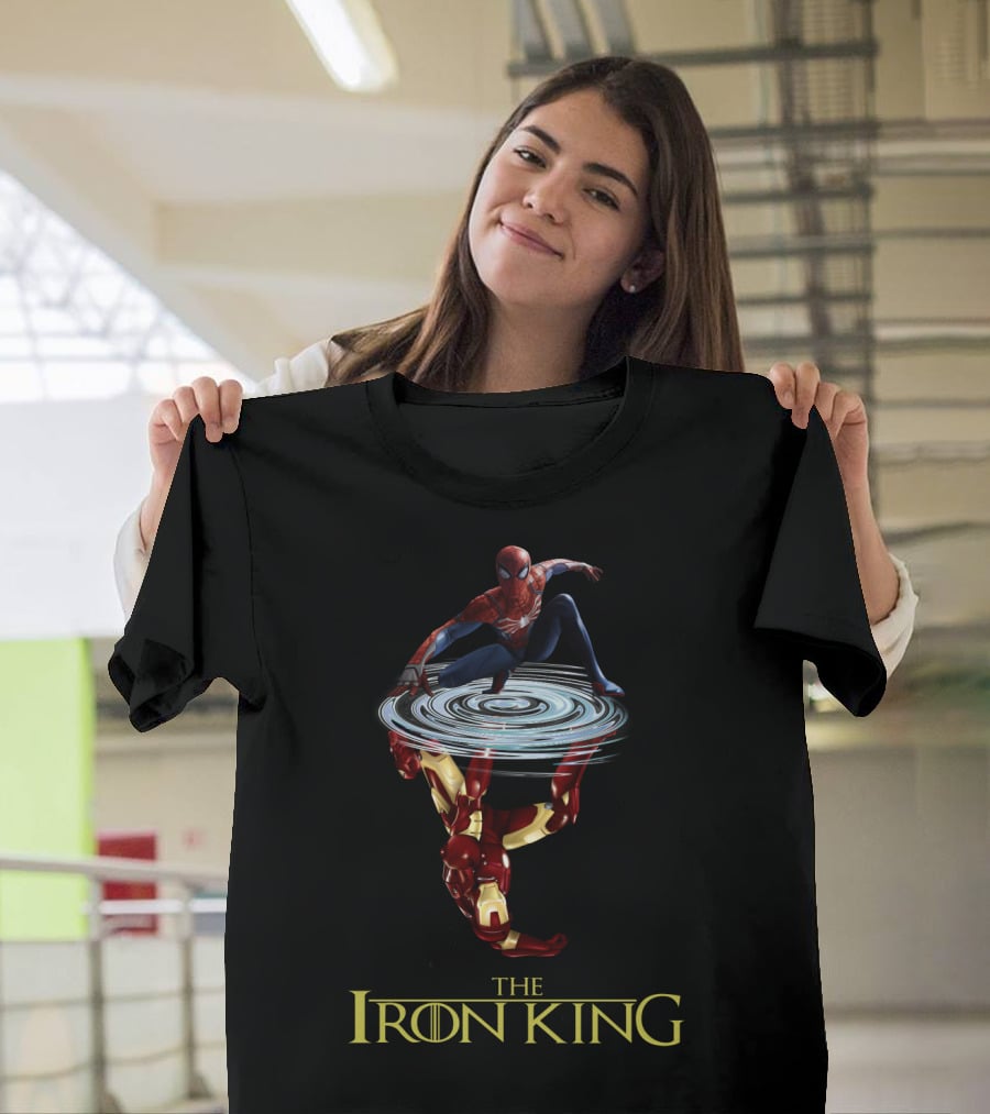 Spider Man Above Iron Man Reflection The Iron King T-Shirt