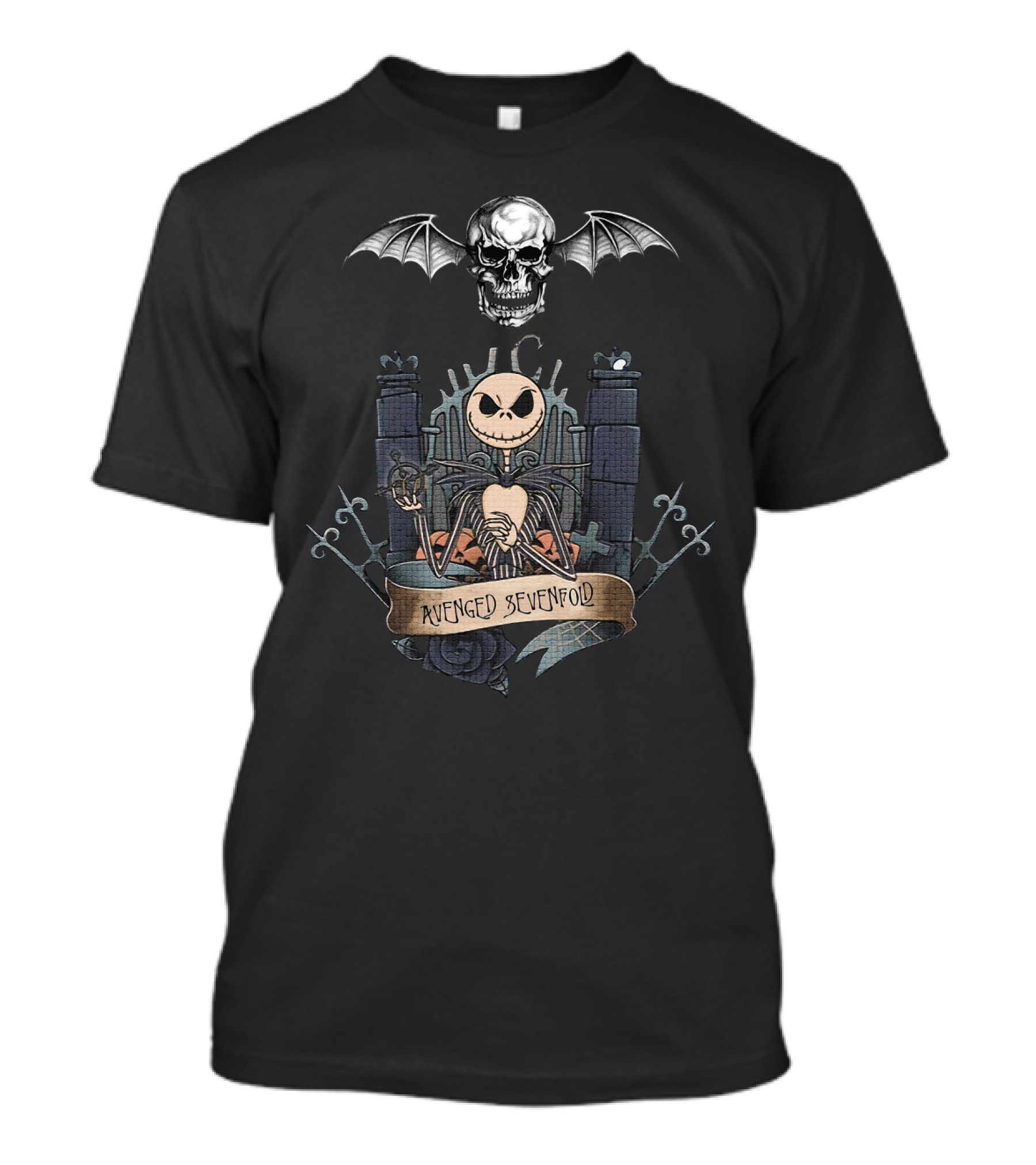 Jack Skellington Avenged Sevenfold Bat Skull Gothic Crossover T-Shirt