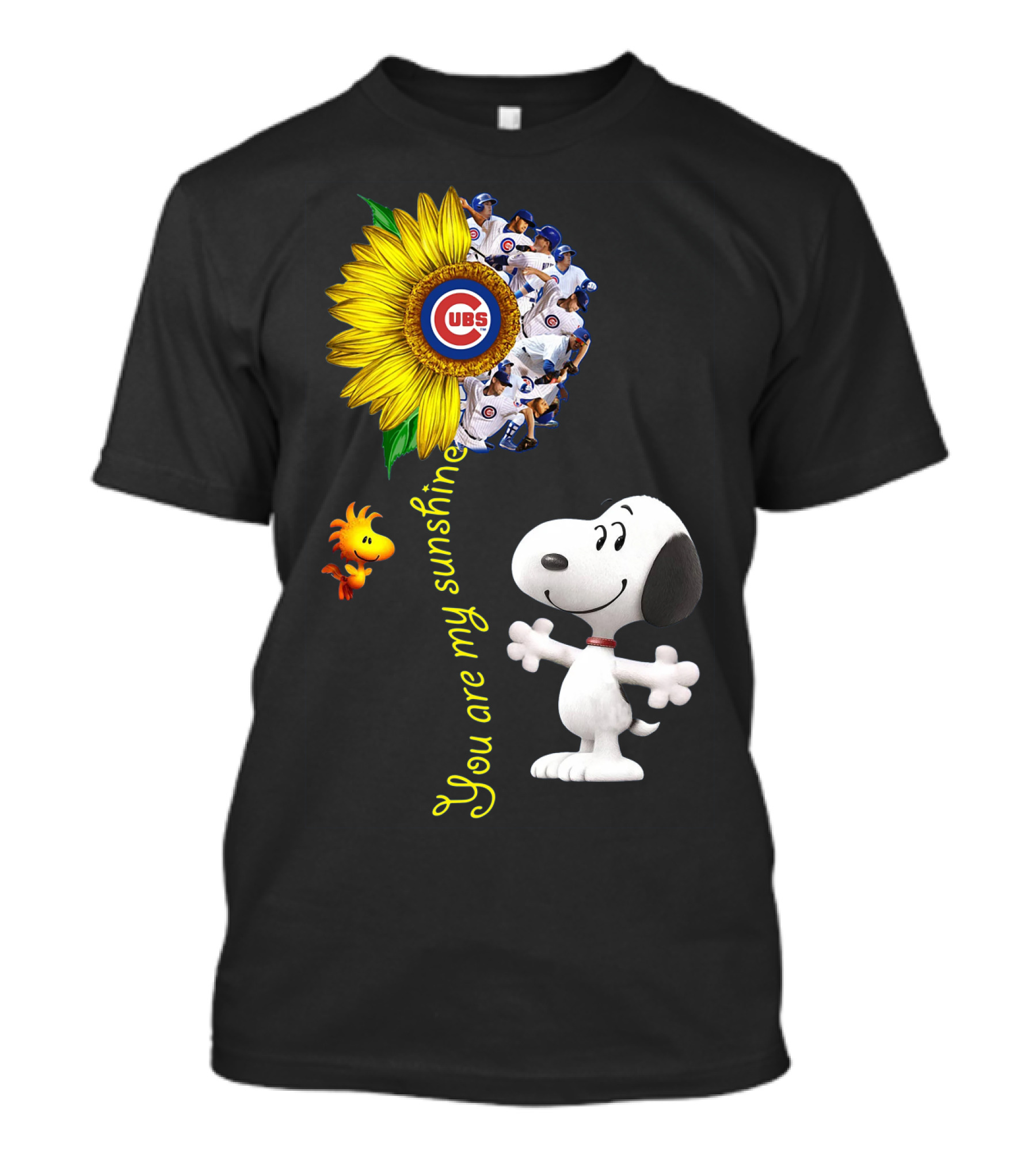 Snoopy Chicago Cubs You Are My Sunshine Sunflower Baseball T-Shirt