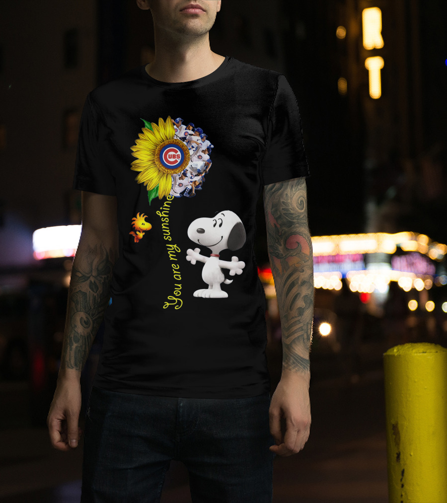 Snoopy Chicago Cubs You Are My Sunshine Sunflower Baseball T-Shirt