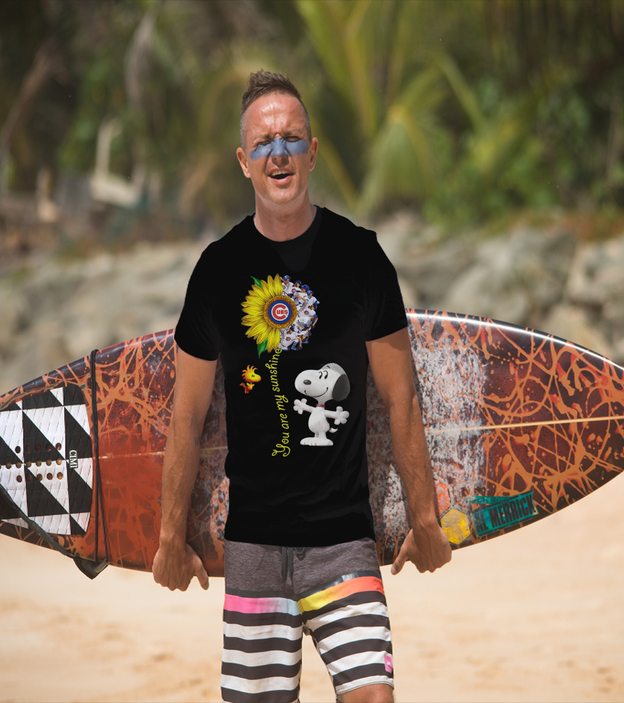 Snoopy Chicago Cubs You Are My Sunshine Sunflower Baseball T-Shirt