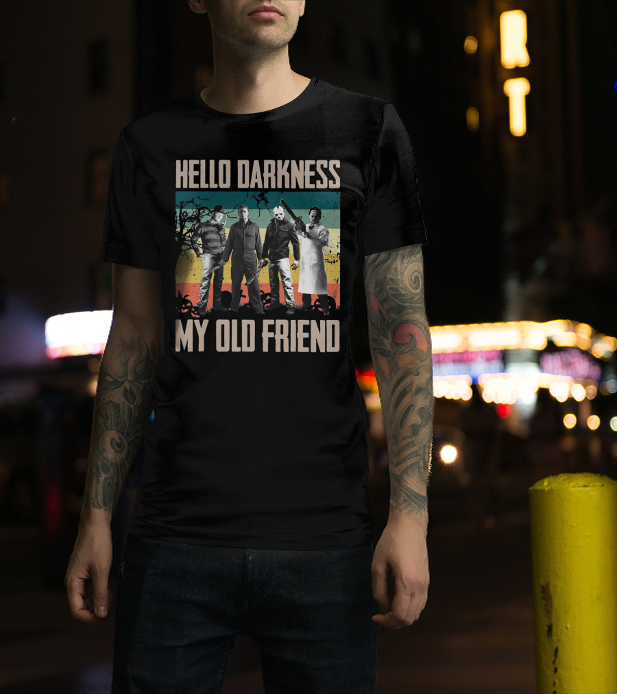 Hello Darkness My Old Friend Horror Icons Halloween T-Shirt