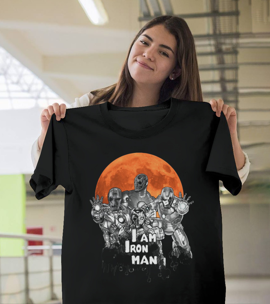 Iron Man Zombie Halloween I Am Iron Man Moon T-Shirt