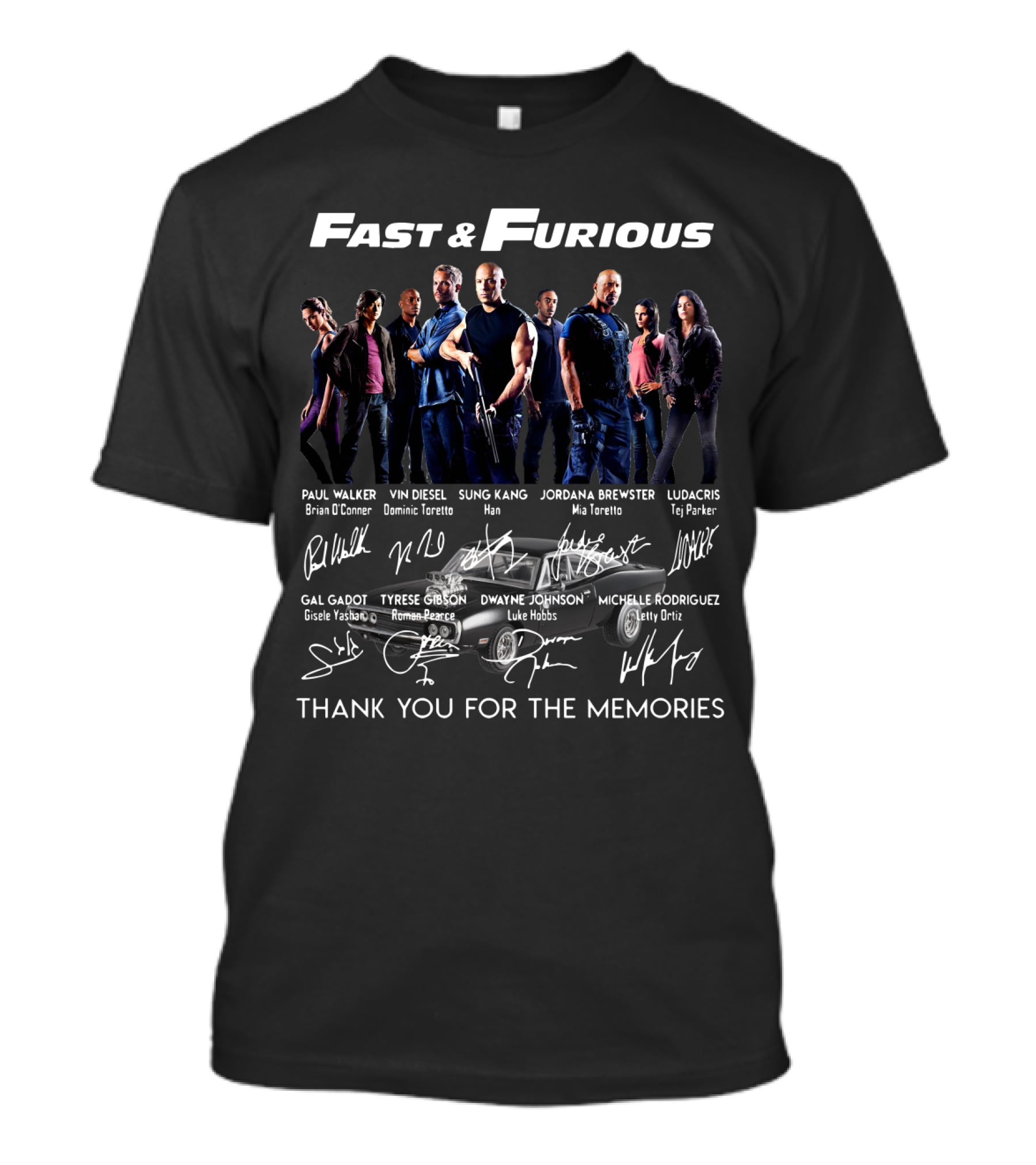 Fast And Furious Cast Signatures Thank You For The Memories T-Shirt