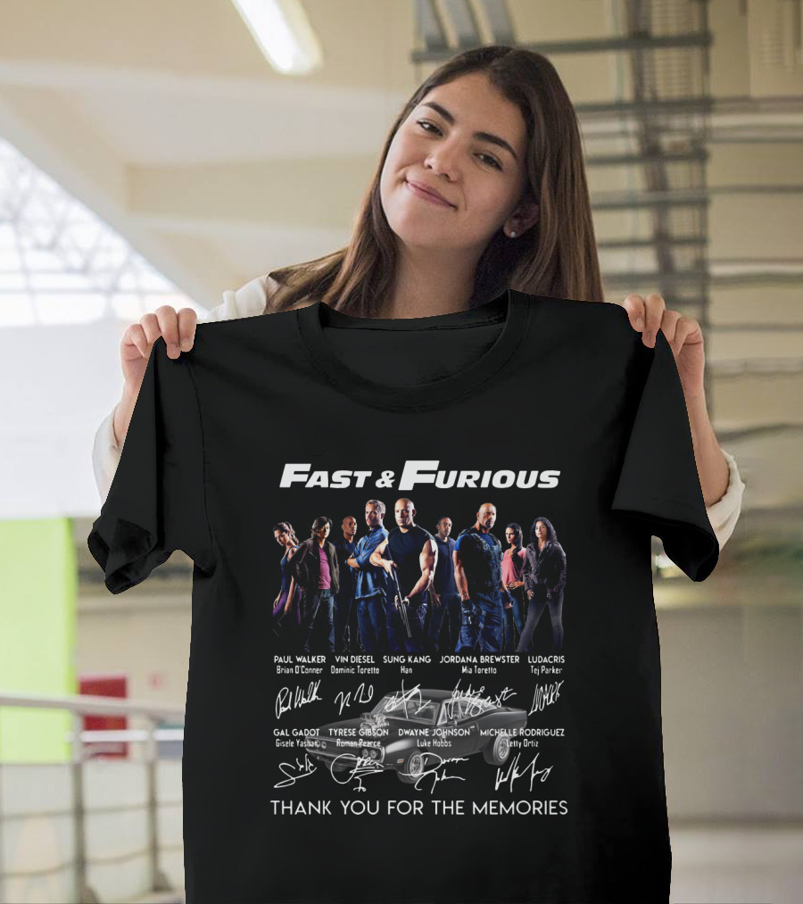 Fast And Furious Cast Signatures Thank You For The Memories T-Shirt