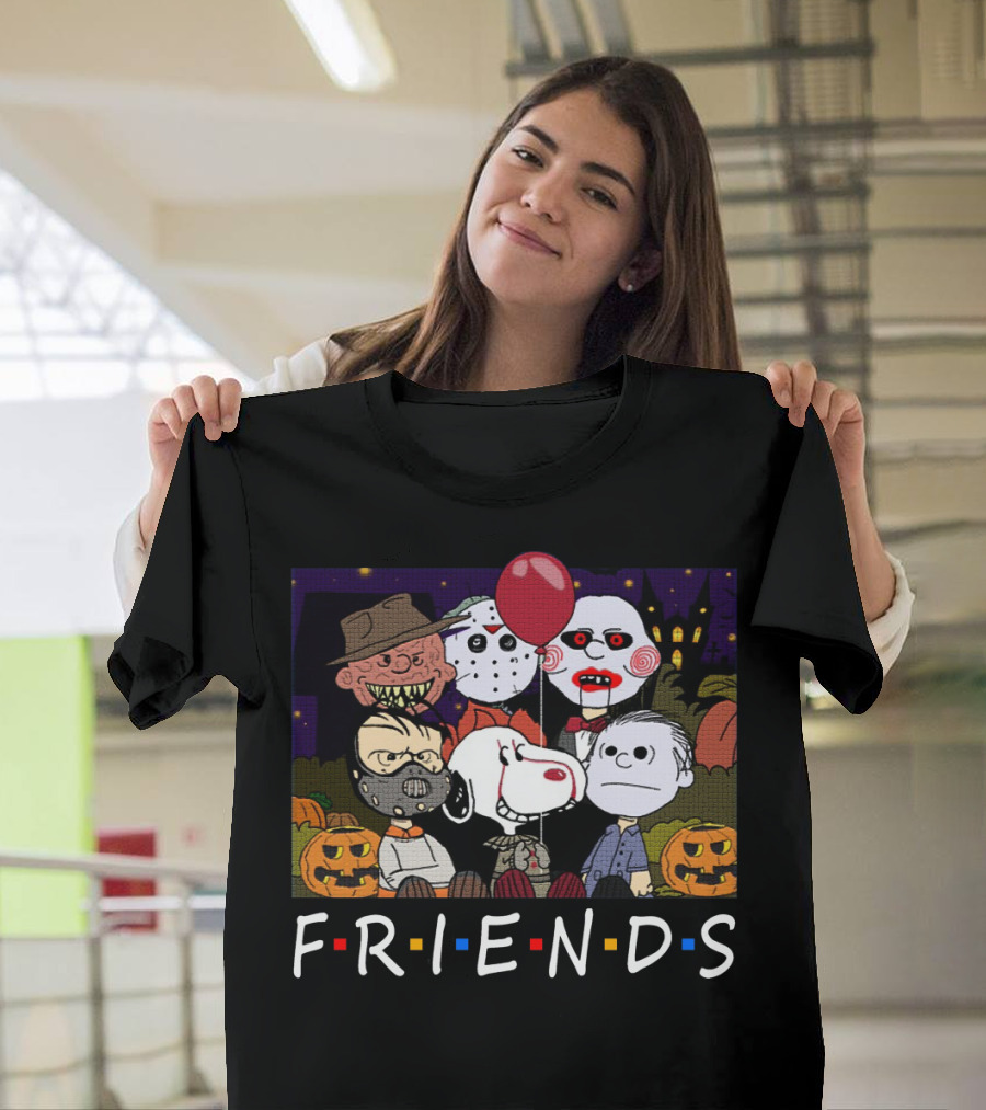 Horror Halloween Peanuts Characters Friends TV Show Mashup T-Shirt