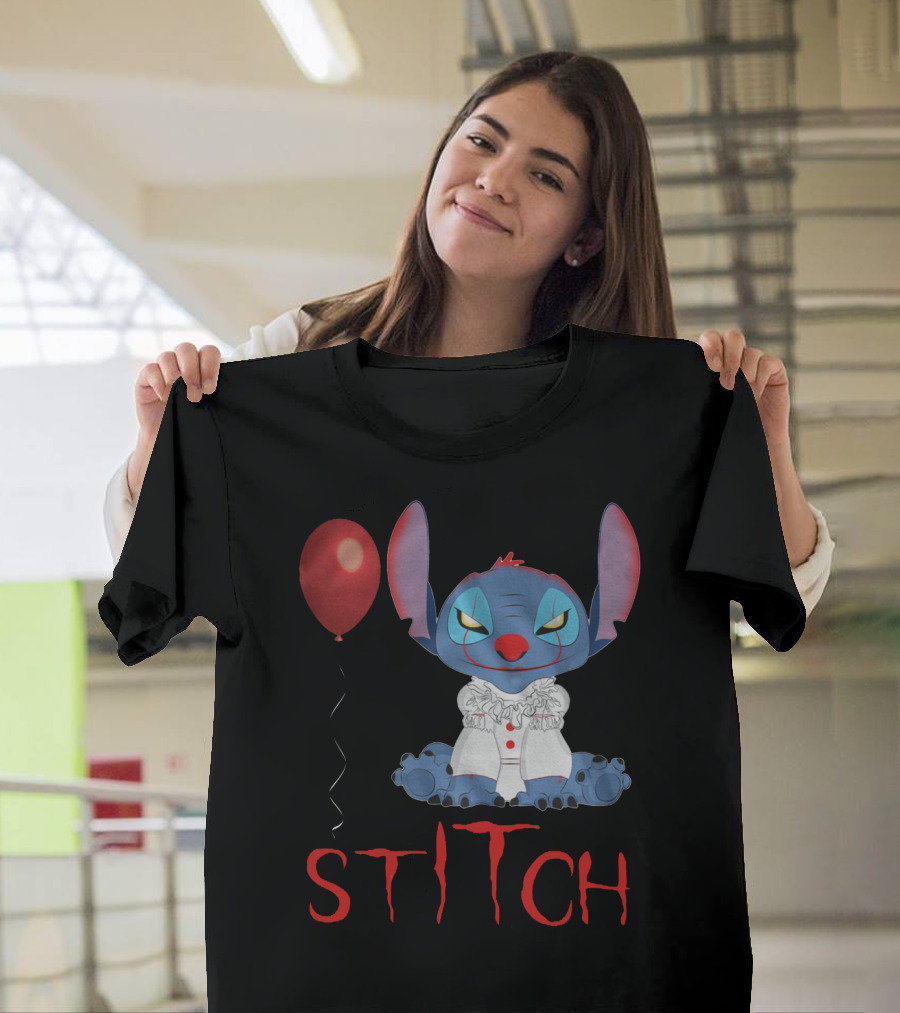 It Horror Stitch With Pennywise Balloon T-Shirt