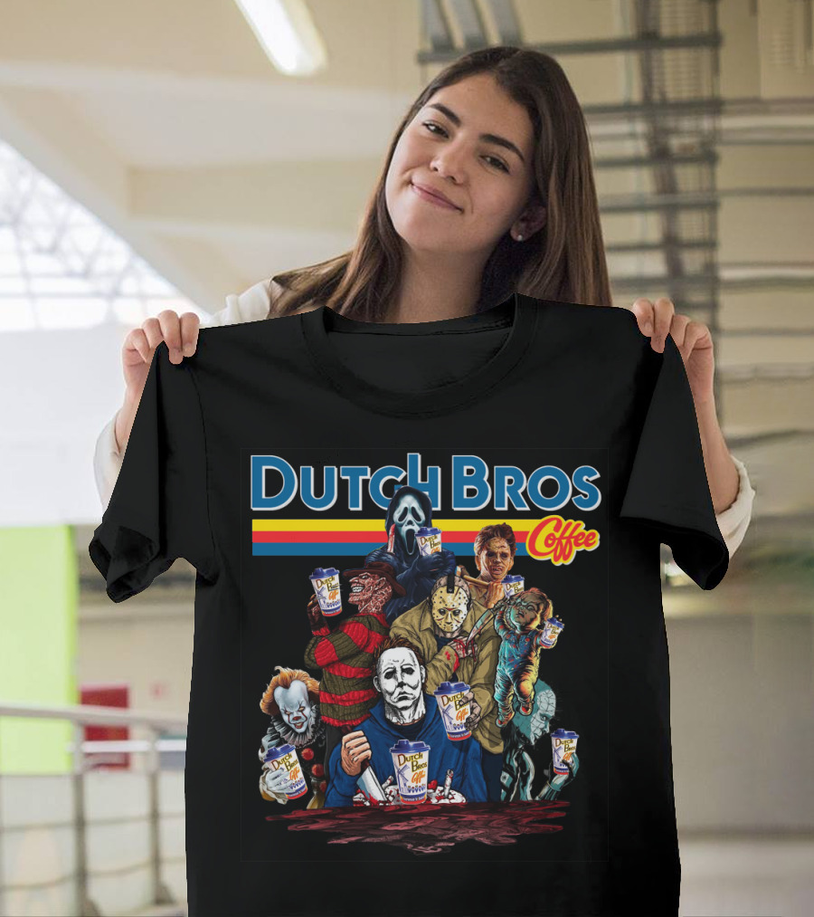 Dutch Bros Coffee Halloween Horror Characters T-Shirt