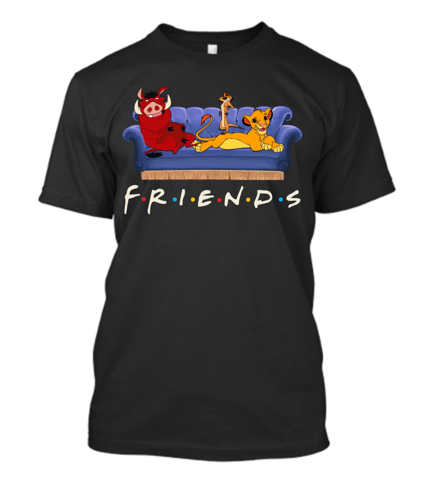 Friends The Lion King Simba Timon Pumbaa Couch T-Shirt