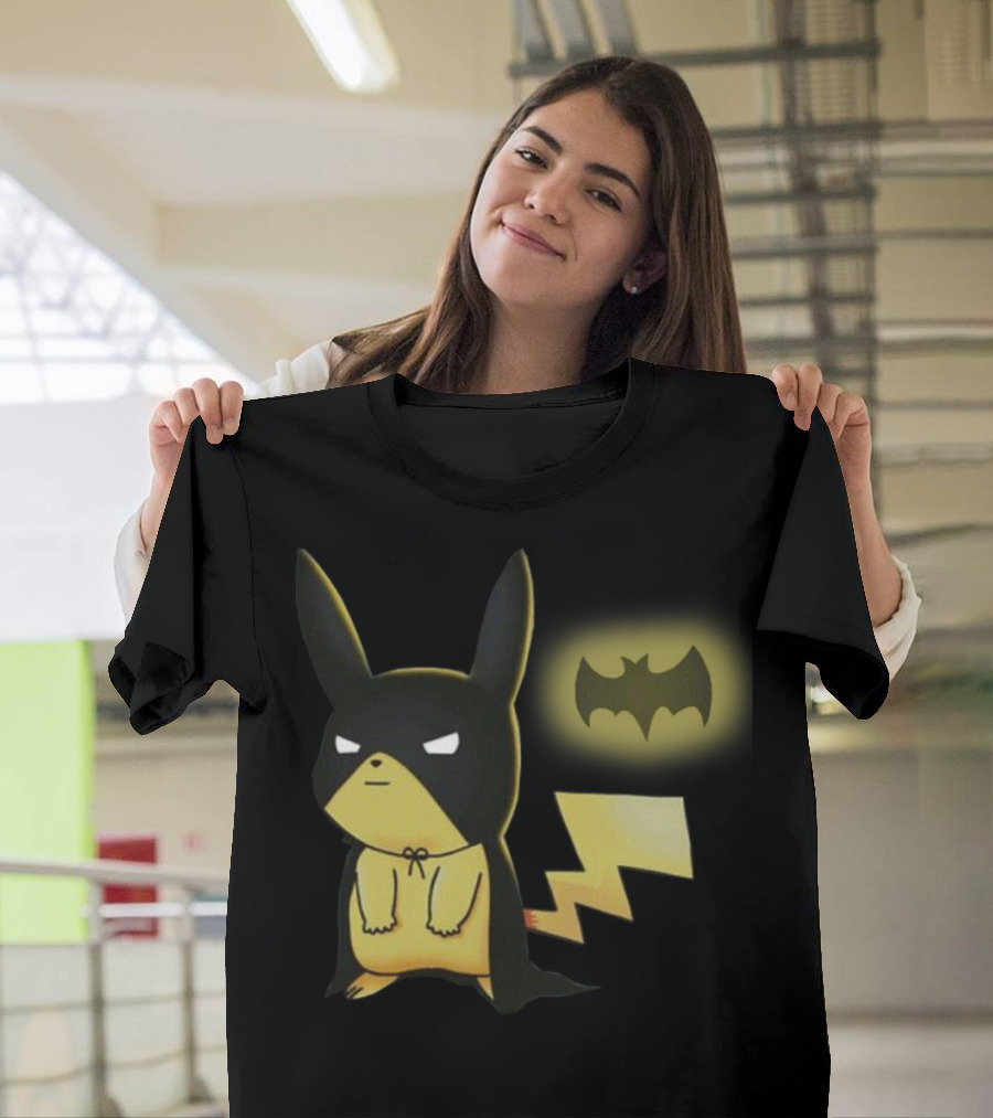Pikachu Batman Crossover with Iconic Bat T-Shirt