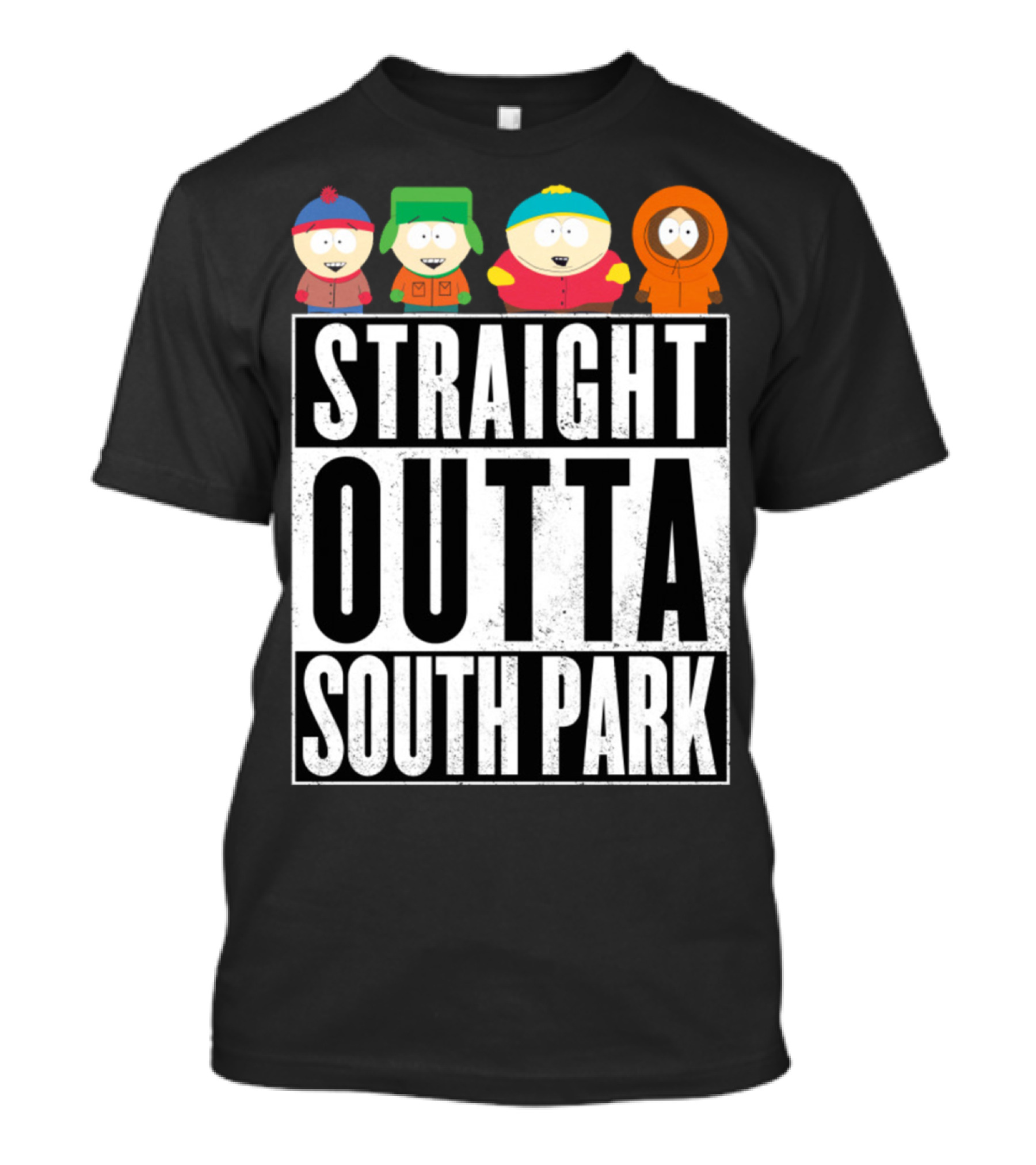 Straight Outta South Park With Iconic Characters Cartman Kyle Stan And Kenny T-Shirt