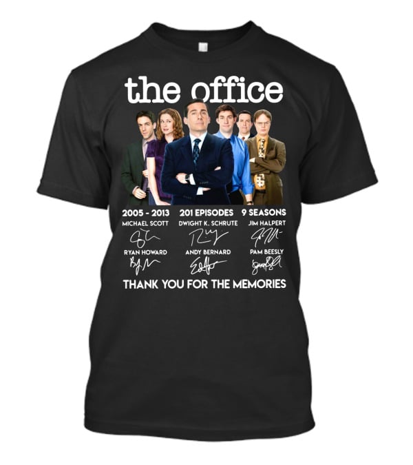 The Office 2005-2013 Thank You For The Memories 201 Episodes 9 Seasons Michael Scott Dwight K. Schrute Jim Halpert Pam Beesly Ryan Howard Andy Bernard T-Shirt