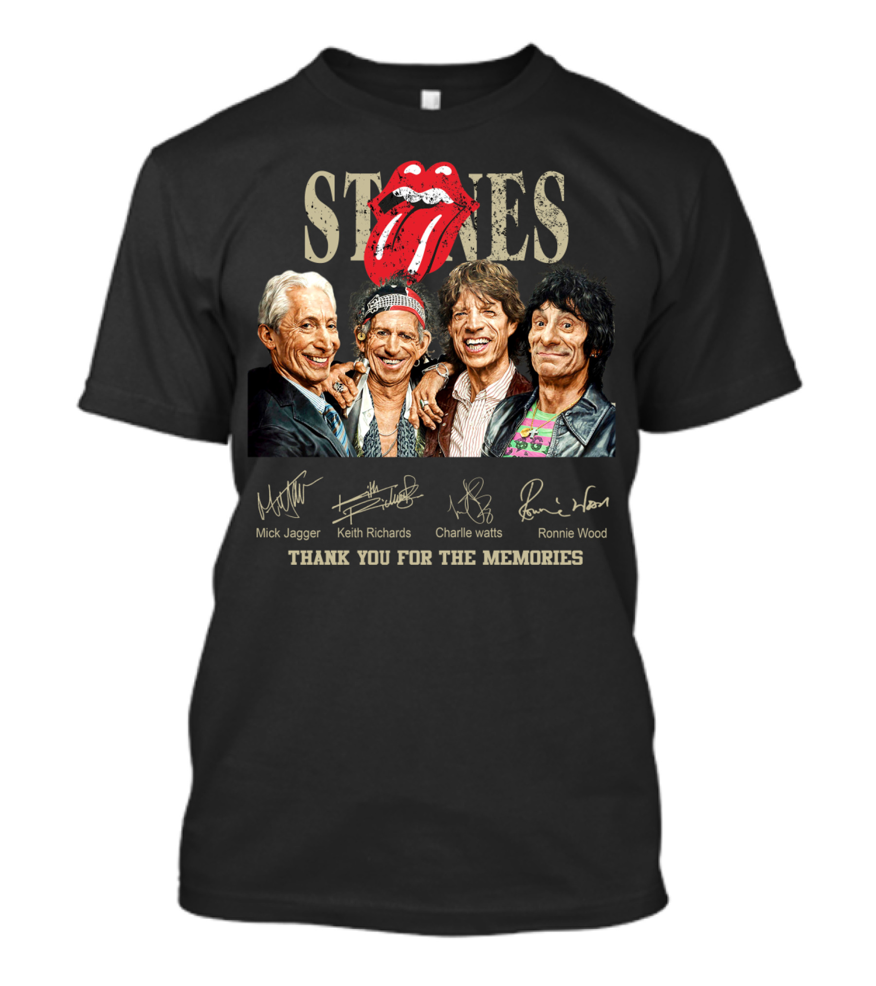 Stones Thank You For The Memories Mick Jagger Keith Richards Charlie Watts Ronnie Wood T-Shirt