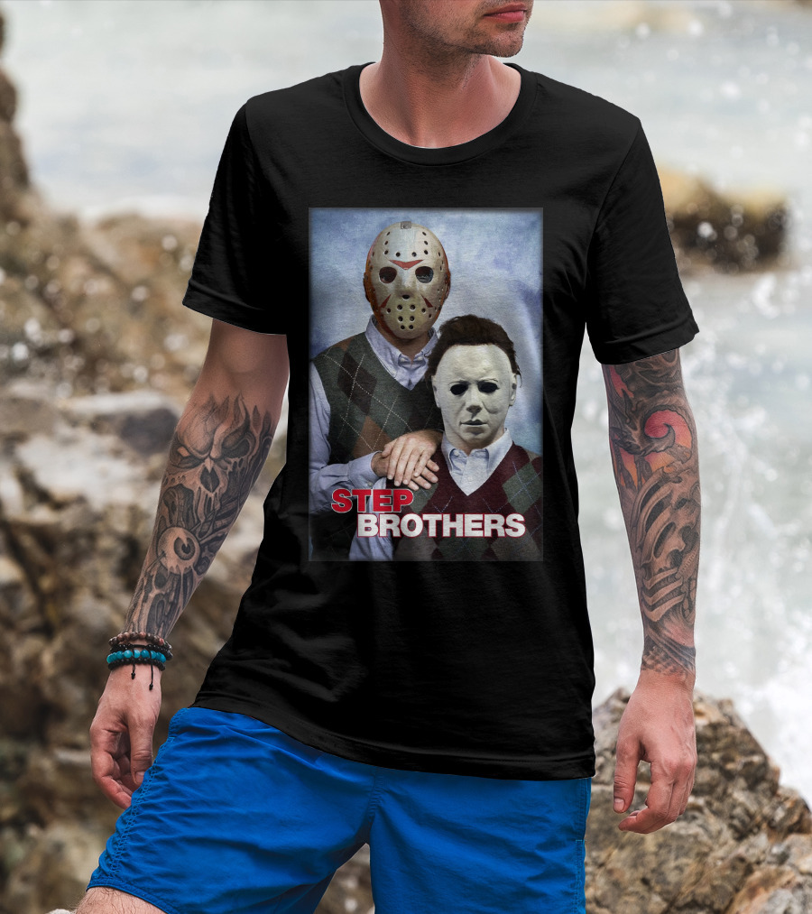 Step Brothers Jason Voorhees Michael Myers Comedy Horror Crossover T-Shirt