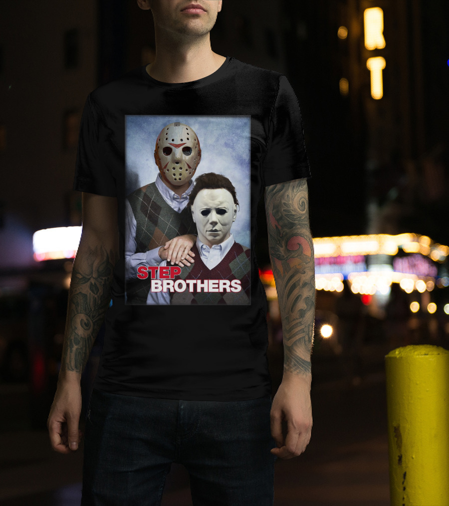 Step Brothers Jason Voorhees Michael Myers Comedy Horror Crossover T-Shirt