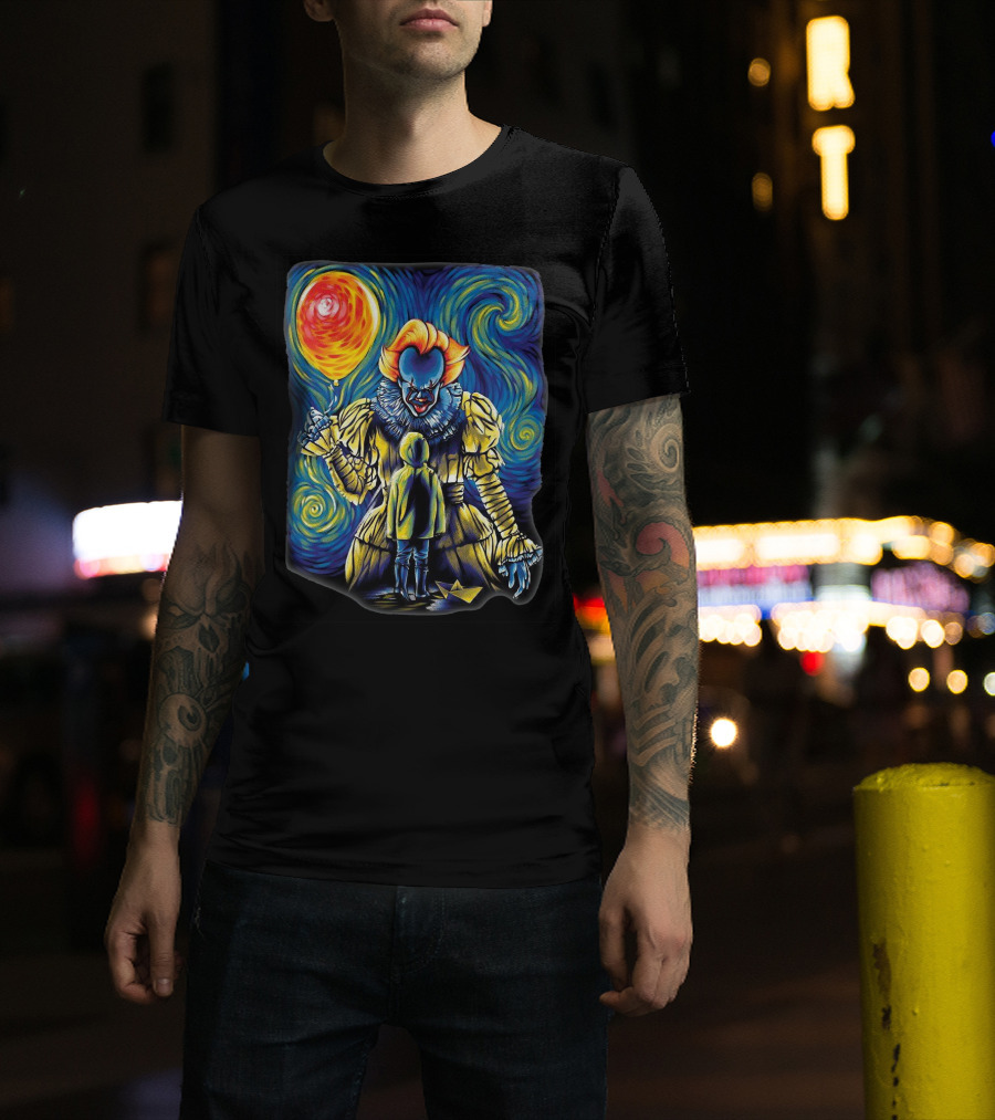 Starry Night Pennywise And Georgie Balloon Encounter T-Shirt