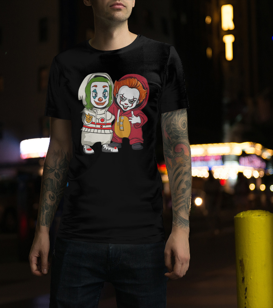 Joker And Pennywise Friendship Duo In Cartoon T-Shirt