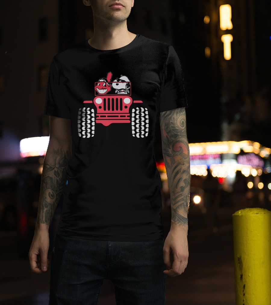 Snoopy Cleveland Indians Jeep Adventure T-Shirt