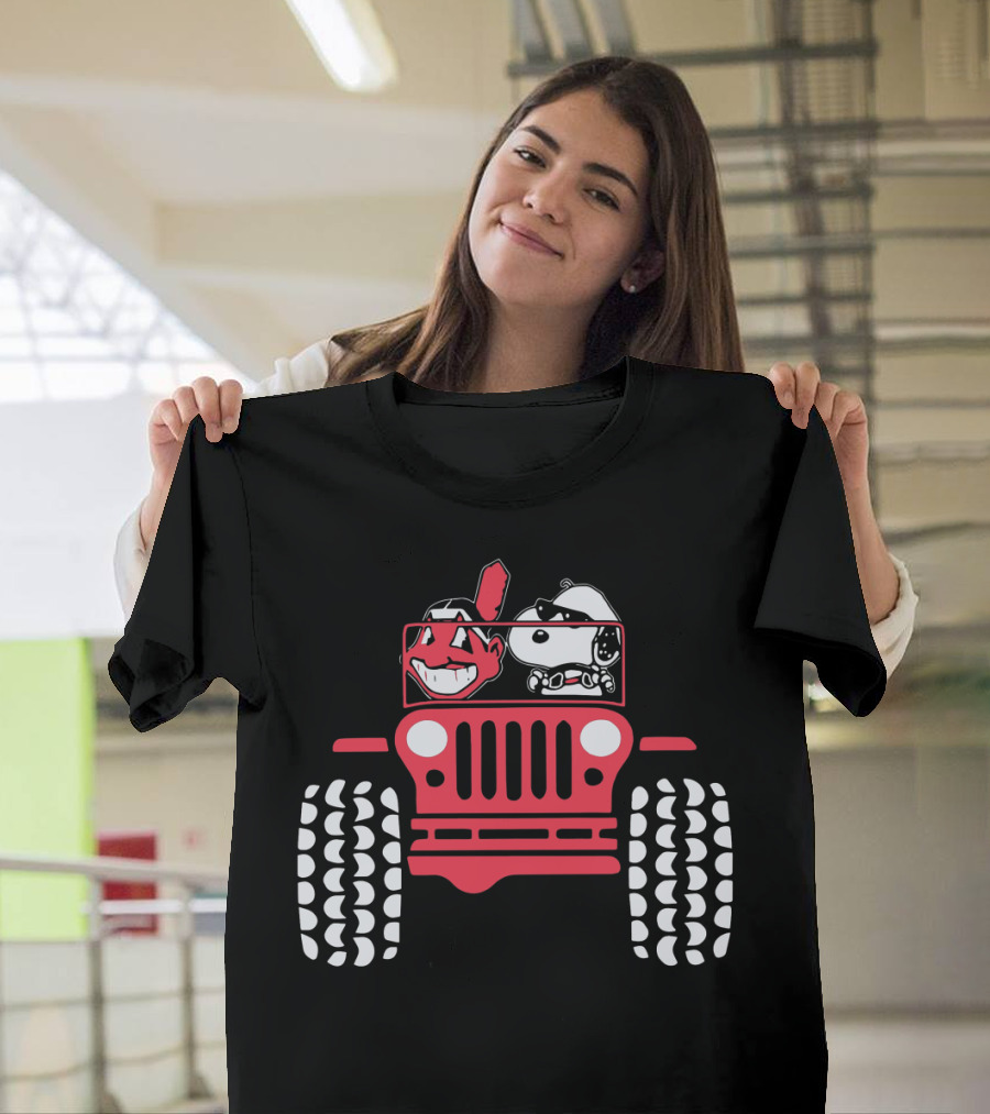 Snoopy Cleveland Indians Jeep Adventure T-Shirt