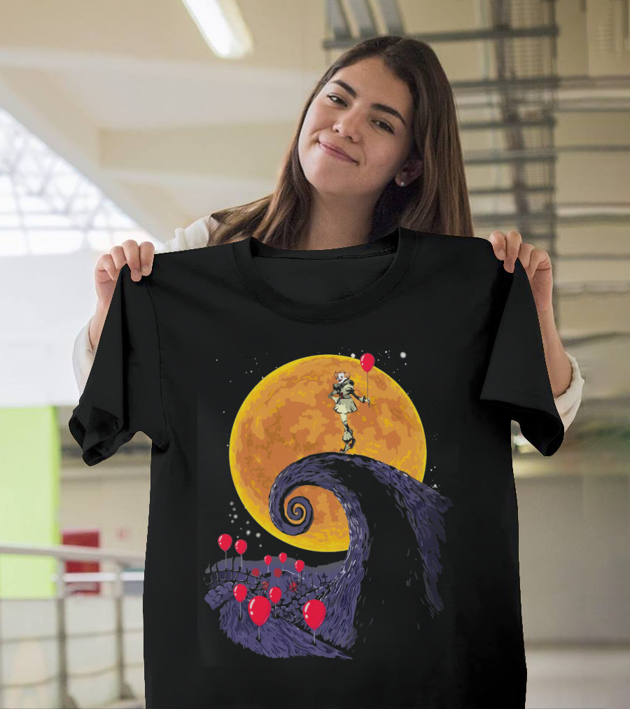 Pennywise The Nightmare Before Halloween Balloon Moon Scene T-Shirt