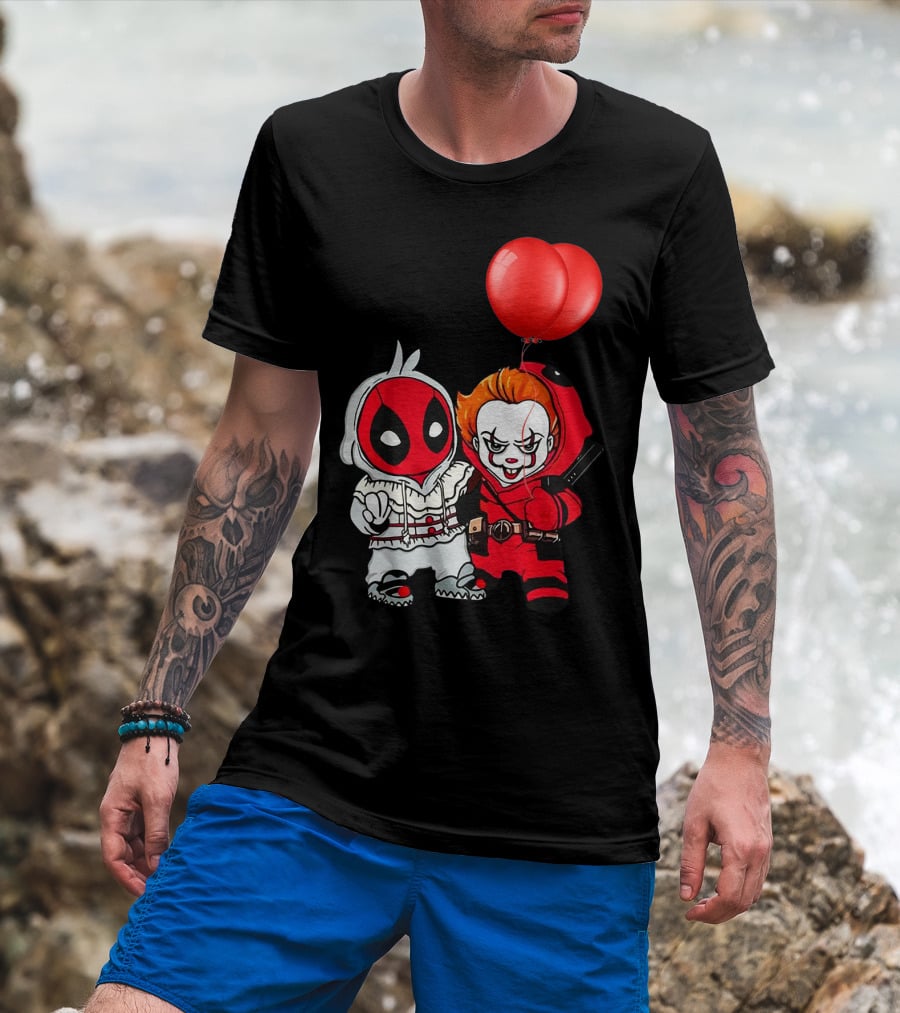 Pennywise Deadpool Crossover With Red Balloons T-Shirt