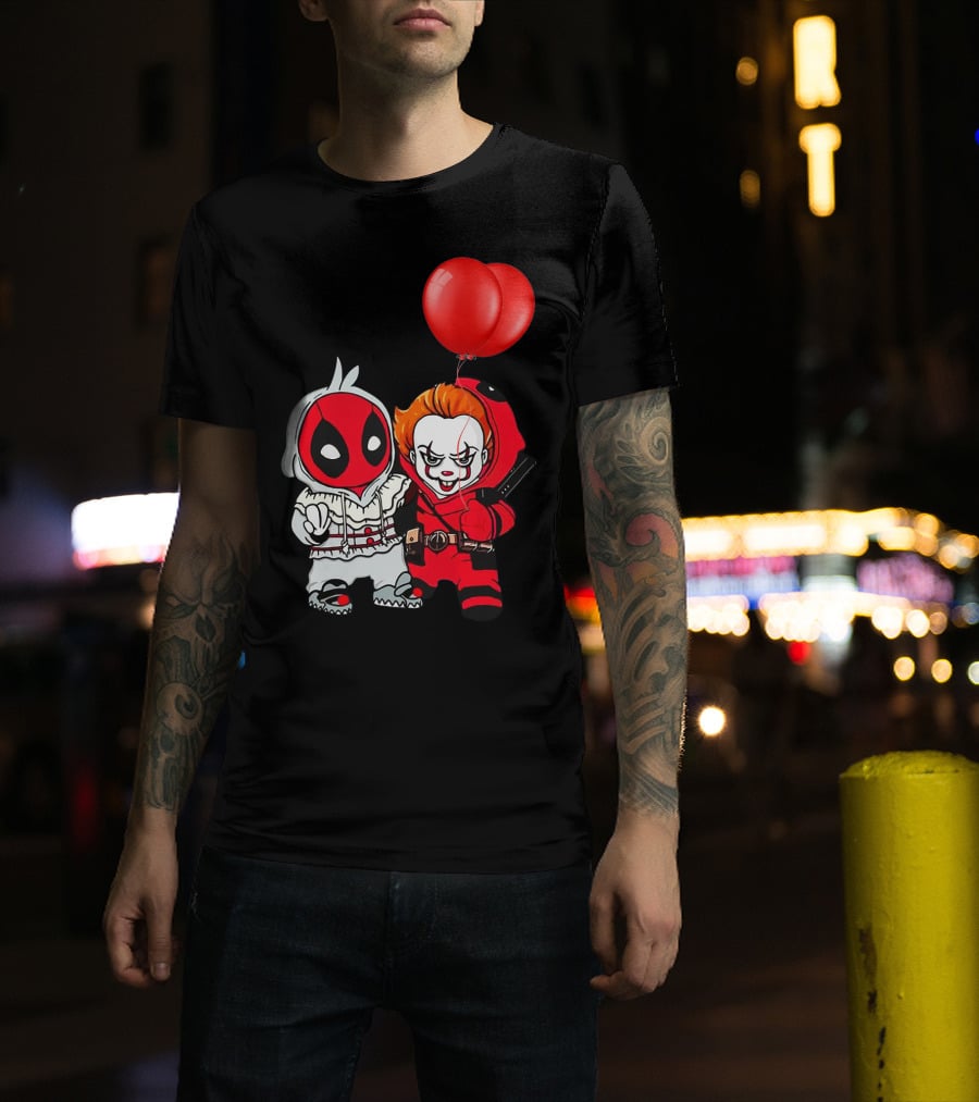 Pennywise Deadpool Crossover With Red Balloons T-Shirt