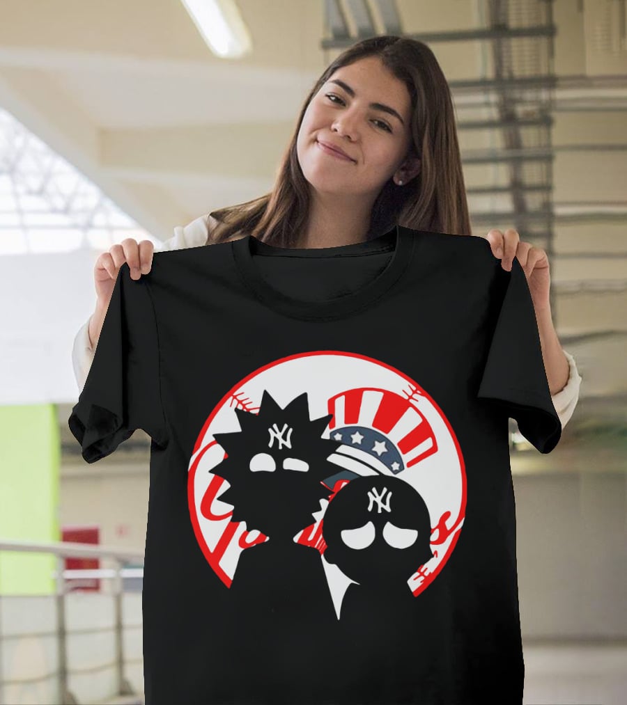 Rick And Morty Yankees New York City Yankees Logo Fusion Yankees Cap T-Shirt