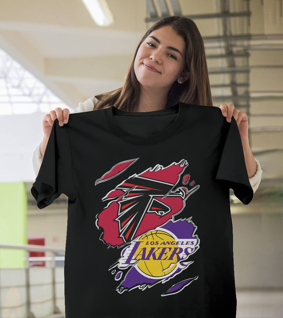 Atlanta Falcons Los Angeles Lakers Logo Mashup T-Shirt