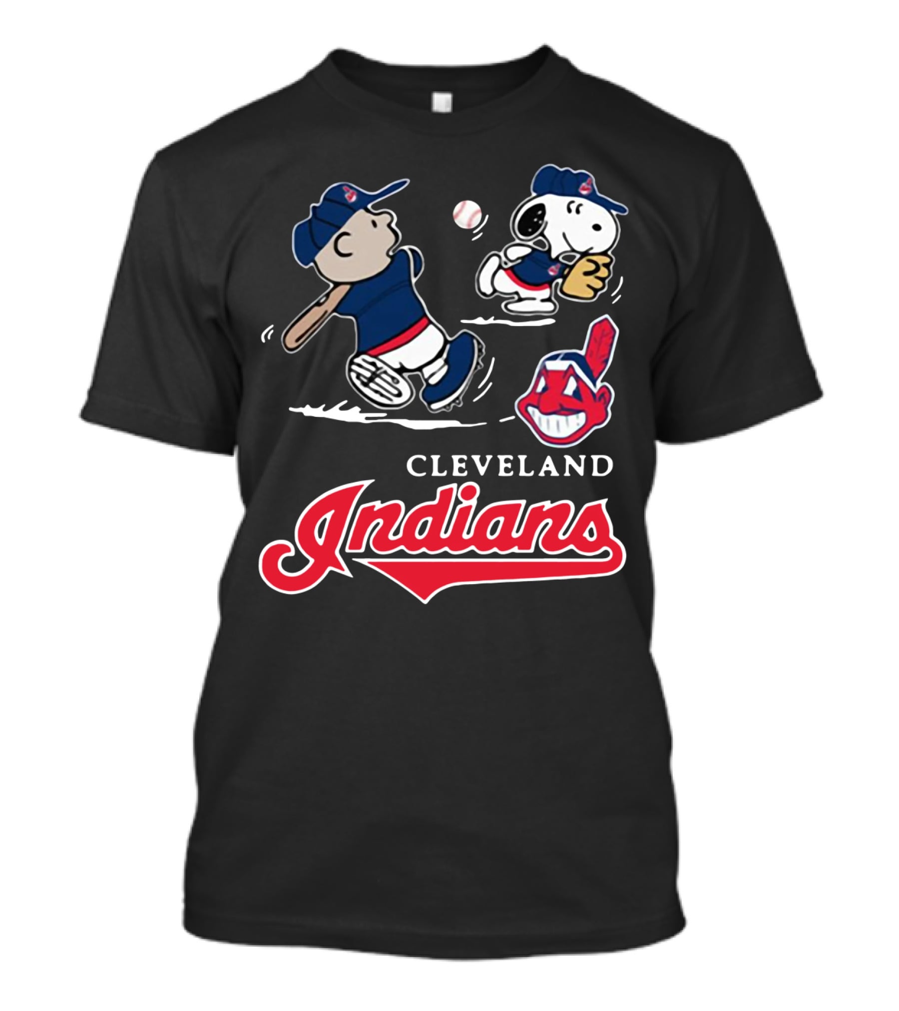 Charlie Brown Snoopy Cleveland Indians Baseball Peanuts T-Shirt
