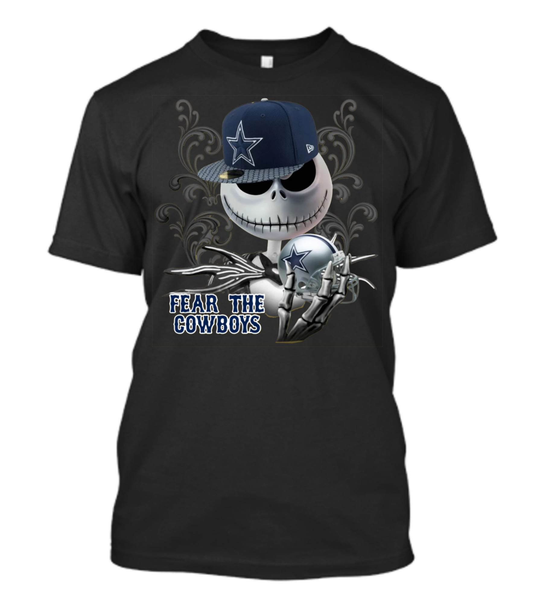 Fear The Cowboys Jack Skellington Dallas Nfl Fan Gear T-Shirt