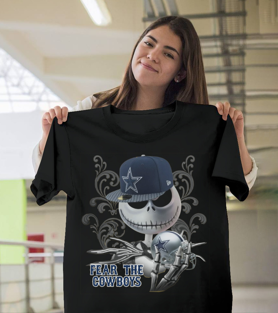 Fear The Cowboys Jack Skellington Dallas Nfl Fan Gear T-Shirt