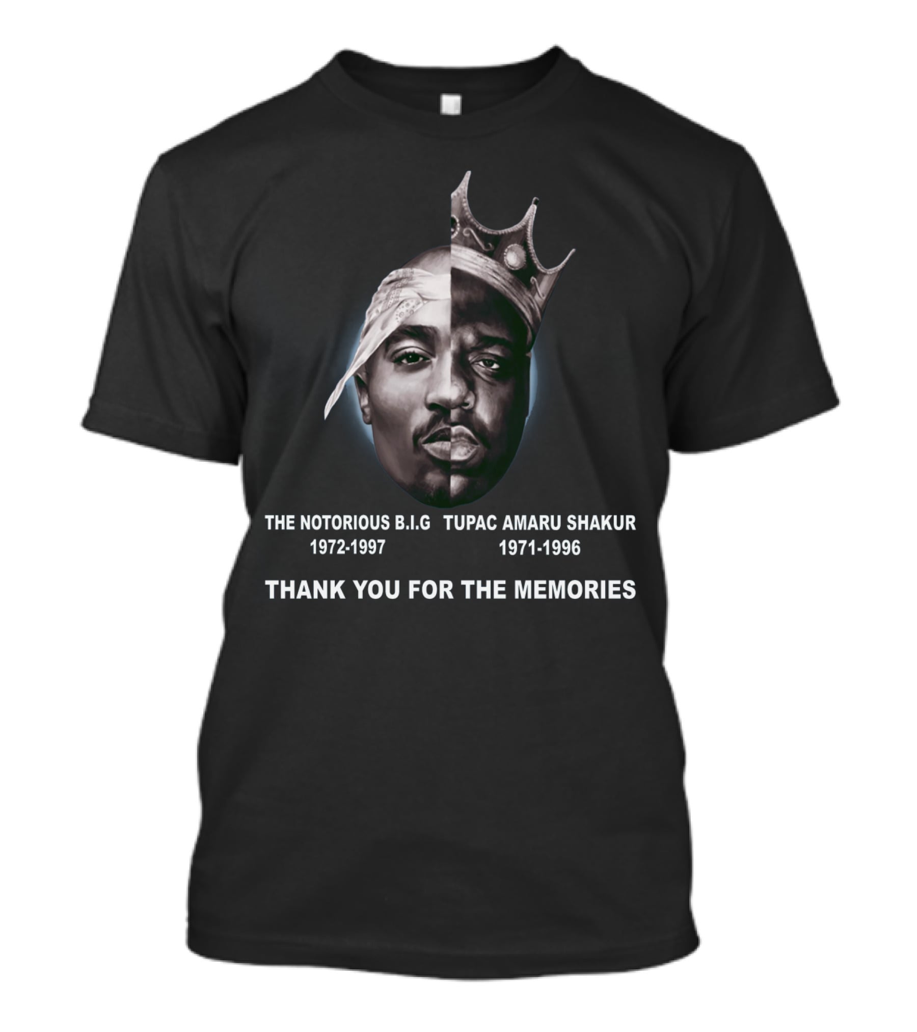 The Notorious Big Tupac Amaru Shakur 1972-1997 1971-1996 Thank You For The Memories T-Shirt