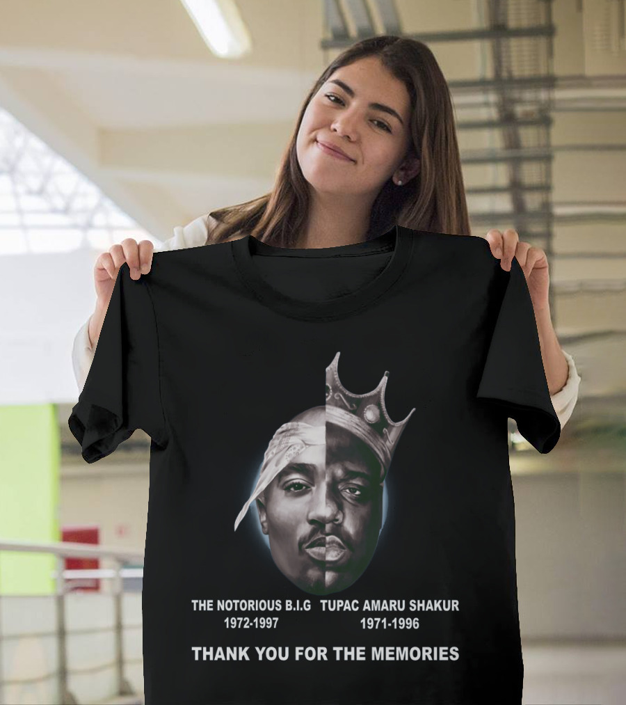 The Notorious Big Tupac Amaru Shakur 1972-1997 1971-1996 Thank You For The Memories T-Shirt