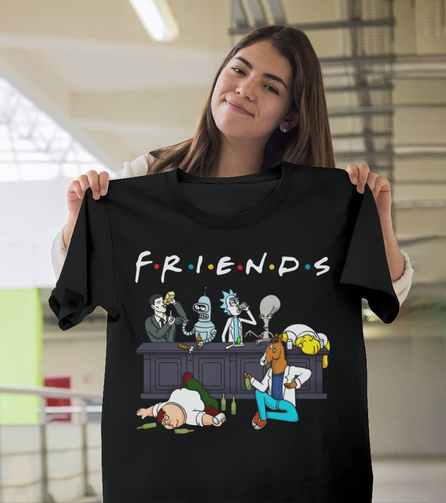 FRIENDS Rick Sanchez Drinking Buddies Parody Iconic Characters T-Shirt