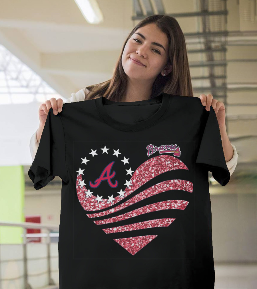 Atlanta Braves Glitter Heart T-Shirt