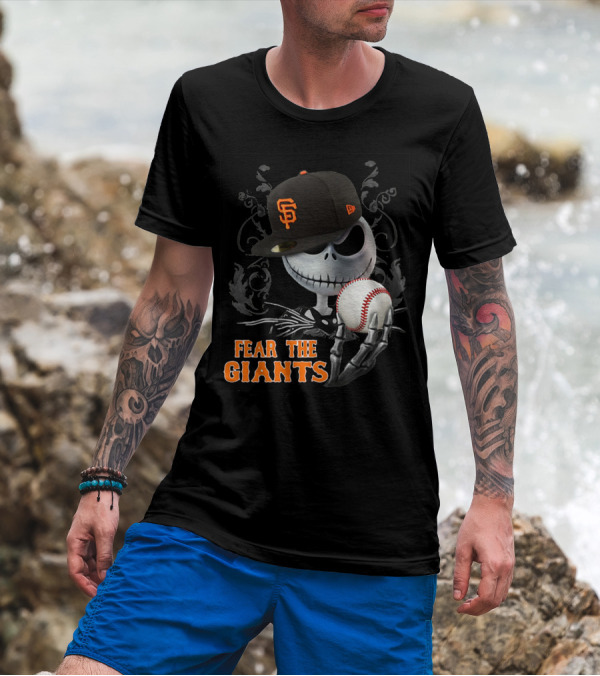 Jack Skellington Fear The Giants San Francisco Baseball Cap Spooky T-Shirt