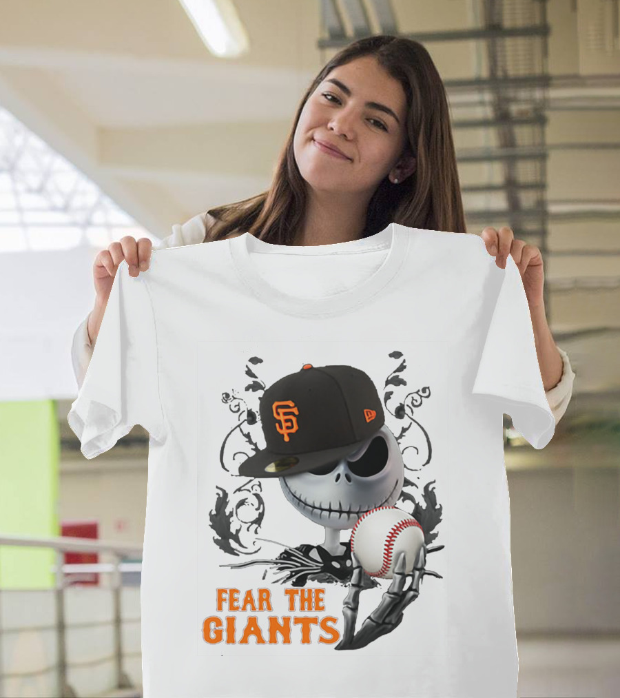 Jack Skellington Fear The Giants San Francisco Baseball Cap Spooky T-Shirt