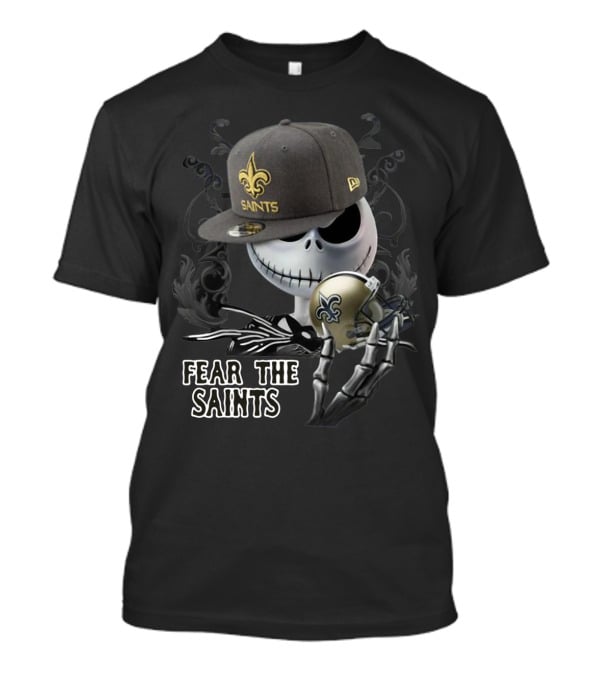 Jack Skellington Fear The Saints New Orleans Fleur-De-Lis Helmet T-Shirt