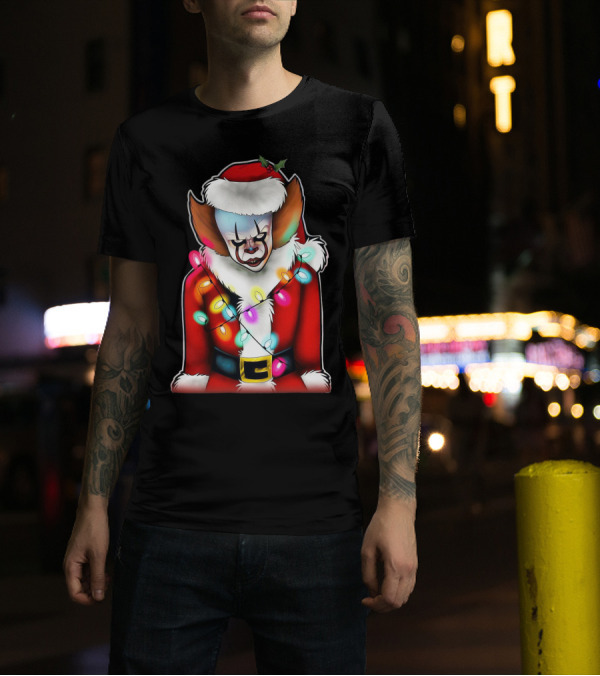 Pennywise Santa Claus Christmas Lights T-Shirt