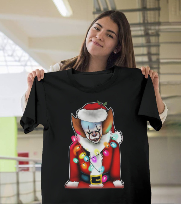 Pennywise Santa Claus Christmas Lights T-Shirt