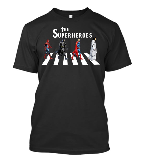 The Superheroes Abbey Road Crosswalk Featuring Iconic Characters T-Shirt