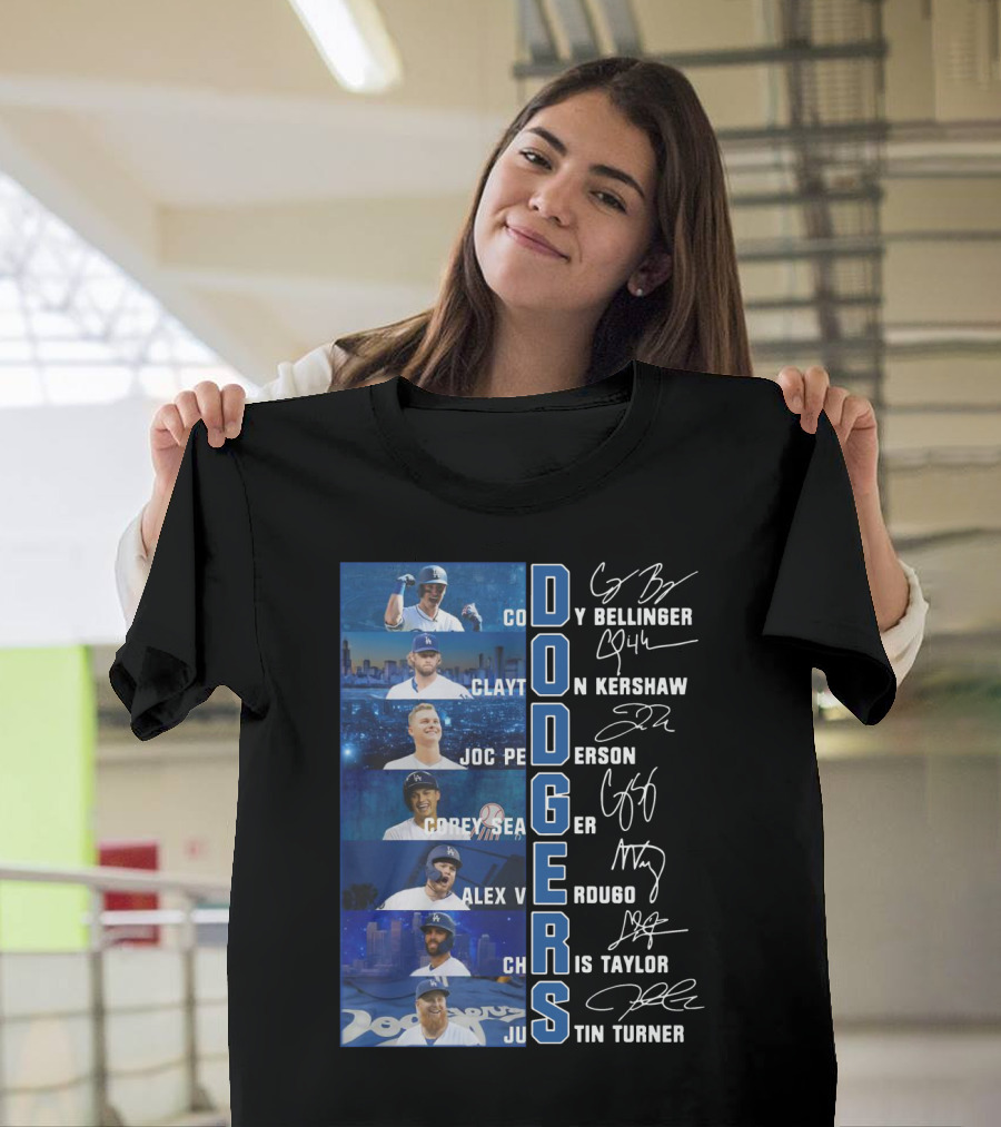Dodgers Cody Bellinger Clayton Kershaw Joc Pederson Corey Seager Alex Verdugo Chris Taylor Justin Turner T-Shirt