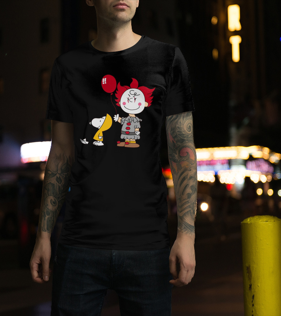 Charlie Brown Balloon Costume With Snoopy Woodstock Pennywise Crossover Red Balloon T-Shirt