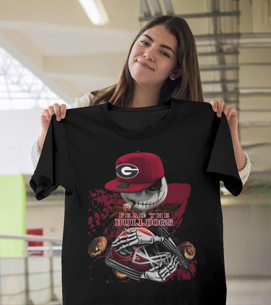 Jack Skellington Fear The Bulldogs Georgia Helmet T-Shirt